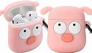 3D Cute Pink Piglet Case for Airpods 2/1 Case,3D Cute Kawaii Unique Character Fashion Kids Teens Boys Girls Women Pink Piglet Animal Soft Silicone Case for Airpod 1st/2nd Case (Pink Piglet)
