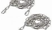 5/32" Stainless Steel Link Chain, 304 Stainless Steel Link Heavy Duty Coil Chain with Carabiner, 2PCs Hanging Safety Chains for Swing Plants Anti-Theft Pet Dog Anchor Fence Towing Chain Link