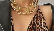 Jumwrit Chunky Choker Necklace Statement Thick Necklace Cute Big Chain Necklace Costume Accessory for Women Girls (Gold)