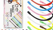 MOLDERP Kids Eyeglasses Straps - Eyeglass Strap Holder, Eyewear Retainer, Silicone Anti Slip Holder For Glasses, Silicone Elastic Sports Toddlers Glasses Strap with Ear Grip Hooks,8 Colors (Mix)