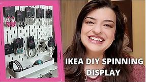 How to make a spinning pegboard display using Ikea Skadis - Easy DIY organizer for jewelry, crafts