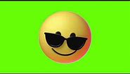 SMILING FACE WITH SUNGLASSES EMOJI ANIMATED GREEN SCREEN (CHROMA KEY)