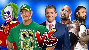 John Cena & Doink The Clown vs. The Rock & Roman Reigns & Vince McMahon - WWE Handicap Match 2022