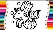 Mermaid Unicorn Drawing, Painting and Coloring for Kids And Toddlers