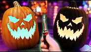 How to Carve a Foam Pumpkin - Easy Tutorial - DIY Hot Knife - Paint and Light Craft Pumpkin