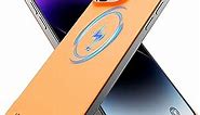 Magnetic Slim Case Fit for iPhone 14 Pro Phone Case 6.1"(2022) Ultra-Thin Lightweight Durable Frameless Matte Hard MagSafe Cover Case with Pull Ring Shockproof Non Slip Rope-Orange