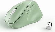 Ergonomic Wireless Mouse with USB Receiver for PC Computer, Laptop and Desktop, Ergo Mouse Vertical with Silent Clicks Long Battery Life, Up to 1600 DPI & 1 AA Battery Powered, Green