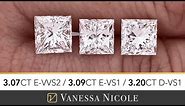 3 CARAT PRINCESS CUT DIAMOND - Square Shape Diamond Color Grade & Diamond Size Comparison for Eric