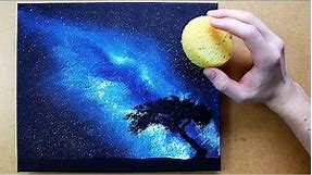 Galaxy Night Sky | Sponge Painting Technique | Acrylic | Relaxing Art