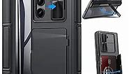 GBEE for Samsung Galaxy Z Fold 5 Case with Kickstand & Screen Protector & Card Holder & Sliding Camera Cover & Hinge Protection, Durable Rugged Stand Wallet Phone Case for Galaxy Z Fold 5 2023, Black