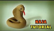🔴 DIY how to make Miniature NAJA SNAKE Indian Cobra - Easy Polymer Clay, Fondant Tutorial