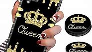 LSL Compatible with Samsung Galaxy A12 5G Square Phone Case, Queen Golden Crown Luxury TPU Plating Corner Shockproof Protection Cover for Women Girls, for Galaxy A12 5G
