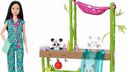 Barbie Panda Care and Rescue Playset with Doll, 2 Color-Change Pandas & 20 Accessories