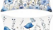 TAJWE Floral Throw Pillow Covers 12x20 Set of 2 Spring Summer Outdoor Decor Lumbar Pillow Cases for Home Couch Decorations Blue