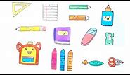 How to Draw School Supplies Step by Step | Easy Drawing Tutorial