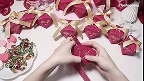 Tipshopping 12 Mini Wedding Favors Candy Boxes Tiny Burgundy Gift Boxes with Champagne Gold Ribbon for Wedding Party Bridal Baby Shower Decoration
