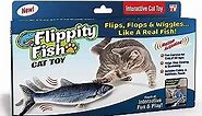 Ontel Flippity Fish Interactive Cat Toy with Catnip & Fishing Pole - Touch Activated, Rechargeable Pet Toy to Help Reduce Stress & Bad Behavior - As Seen on TV