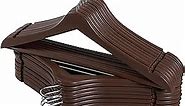 D'orcia Home Clothes Hanger - Heavy Duty Durable Coat and Clothes Hangers - 20 Pack Clothes Hangers Plastic - Non-Slip Clothes Hangers - Wood Look Space Saving Hangers - 360 Degree Swivel Hook (Brown)
