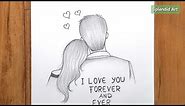 Drawing young loving couple - simple and easy