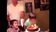 Kid gets angry that he can’t blow out the candles meme
