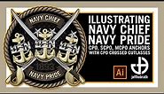 Illustrating Navy Chief Navy Pride (CPO, SCPO & MCPO fouled anchors) in AI | Jeff Hobrath Art Studio