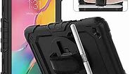 Timecity Case for Samsung Galaxy Tab A 8.0 2019 SM-T290/ T295/ T297, Full-Body Drop-Proof Protection Sturdy Case with Screen Protector Swivel Stand/Handle Shoulder Strap Case for Kids Students, Black