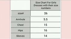 Professional size chart for girls with their size numbers/Girls Dresses Size Chart
