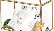 NCYP Glass Cards Box with Slot and Lock for Wedding Reception - 10.2" x 5.9" x 7.9" - Birthdays Party Card Holder, Home Geometric Decorative Box, Clear Gold Terrarium, Small (Glass Box Only)