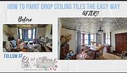 How to Paint Drop Ceiling Tiles - How I painted the Tin tiles in my Dining Room Ceiling the Easy Way