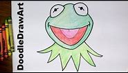 Drawing: How To Draw Kermit the Frog's Face - Muppets - Step by Step drawing tutorial