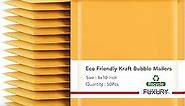 Fuxury Kraft Bubble Mailer 6x10 Inch 50 Pack，Strong Adhesion Padded Envelopes,Self Seal Bubble Envelopes, Waterproof Cushioned Bubble Mailers Packaging for Small Business，Bulk #0 Mailers Yellow