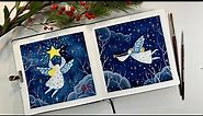 Painting Christmas angels in watercolors / Watercolor tutorial