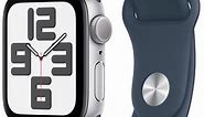 Apple Watch SE GPS 40mm Silver Aluminum Case with M/L Storm Blue Sport Band (2023) - MRE23LL/A
