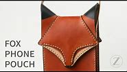 How to make a leather "Fox Phone Pouch" using a PDF pattern/template. DIY.