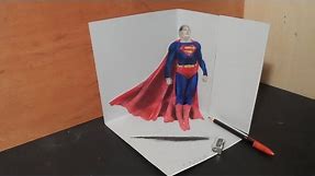 Art Drawing 3D Superman, How to Draw 3D Heroes, Artistic Graphic Heroes
