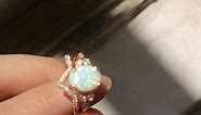 BBBGEM - Genuine opal Ring Bridal in Sterling Silver Rose...
