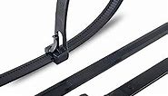 HS Cable Management Zip Toes Black (100 Pack) Wire Ties Reusable Zip Ties 10 Inch 50 LBS Cable Ties Releasable Heavy Duty Ratchet Tie Down Straps for Christmas Tree,String Lights,Mussy Wires