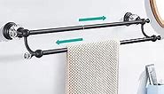 WINCASE Crystal Towel Bar, Adjustable Double Matte Black Towel Rack, Bathroom Towel Hanger Towel Holder Wall Mounted