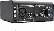 Rodyweil Microphone Preamp Mic Gain Booster with 2 Input Max 75db Gain 48V Phantom Power for Dynamic and Condenser Mic