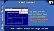 C# ToolStrip Control | Part 6 - Button with Image and Text | C# Advanced #97