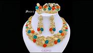 Vintage Opal Jewelry Set Luxury Italy 18K Gold Plated Women Necklaces ethiopian Jewelry Sets Wedd