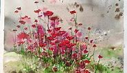 Lois' Paint Simple, Beautiful Watercolour Poppies, loose ink & watercolor floral tutorial Demo