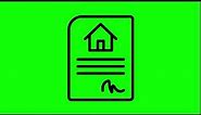 Animated House Contract Icon on Green Screen With Pop-up Sound
