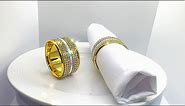 Gold Diamond Napkin Rings Set of 6,Bling Crystal Napkin Holder Glam Stainless Steel Framed Serviette Buckles for Christmas, Wedding, Party, Holiday, Banquet,Everyday Table Setting Decor (6, Silver)