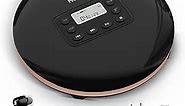 HOTT CD711T Bluetooth Rechargeable Portable CD Player for Home Travel and Car with Stereo Headphones and, Anti Shock Protection-Black