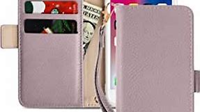 iPhone SE 2020 Wallet Case, Classic iPhone 8 Case Card Holder, for Women & Men, PU Leather Purse Flip Phone Case with Wrist Strap and Magnetic Closure for iPhone 6S/7/8/SE2 4.7", Smoke Purple