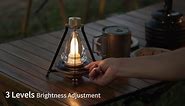 AESTHETERN Portable Cordless LED Lantern, Outdoor Battery-Operated Table Lamp, Rechargeable Camping Electric Lantern, Tent Light, Indoor or Outdoor Light for Patio Camping Restaurant Home, Black Gold