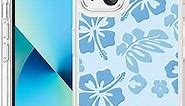 Blue Hibiscus Phone Case Compatible with iPhone 13 6.1 Inch - Shockproof Protective TPU Clear Cute Blue Flower iPhone Case Designed for iPhone 13 Case for Men Girls Women Boys