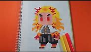 How to Draw RENGOKU KYOJURO from DEMON SLAYER | Pixel Art