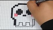 DIY Handmade Drawing Pixel Art | How to draw a cute Skull | Halloween Pixel Art
